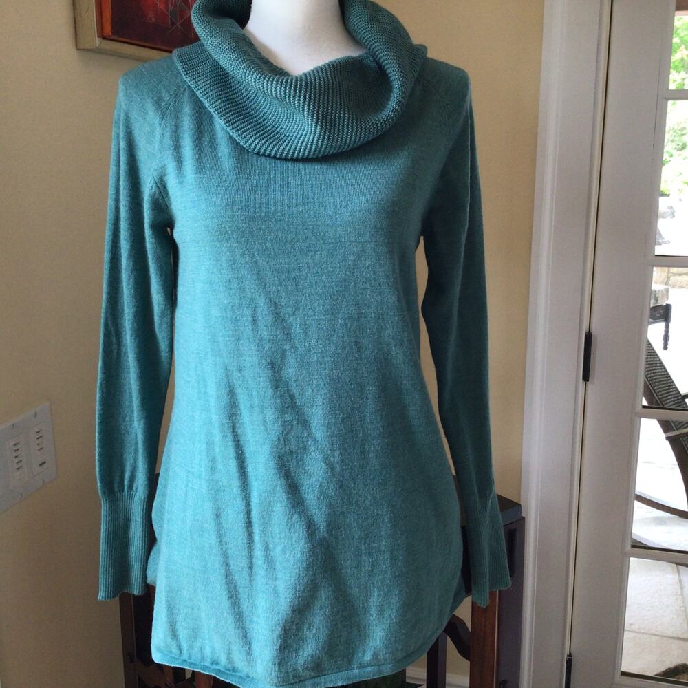 Smartwool Cowl Neck Merino Wool Blend Blue Sweater Sz S